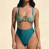 Women's Majestic Emerald Green Colorblock Cutout Monokini One-Piece Swimsuit - Cupshe - 4 of 4