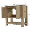36" Brown Bathroom Floor Cabinet with Rectangular Ceramic Sink, Soft-Close Handle-Free Doors, Large Storage and Open Bottom Shelf-Maison Boucle - 4 of 4