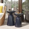 VisioGear Patio End Tables, 2PCS Outdoor Flared Shaped End Table, Patio End Table with Round Base for Balcony Porch Pool, Blue, 15"*15"*20.75" - 4 of 4