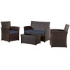 4 Piece Patio Conversation Set with Loveseat, Chairs and Table, Outdoor Seating Set with Removable Washable Cushions for Garden or Deck-Maison Boucle - 2 of 4
