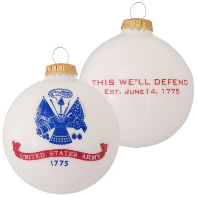 Christmas by Krebs Porcelain White 3 1/4 Ball US Army Flag and Slogan (Pack of 2)