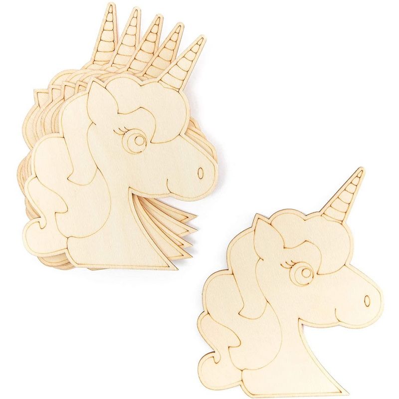 Bright Creations 24 Pieces Unfinished Wood Cutouts for Crafts, Wooden Unicorn Rainbow for Home Decor, Party Decorations, 3.8 x 5.5 in, 5 of 8