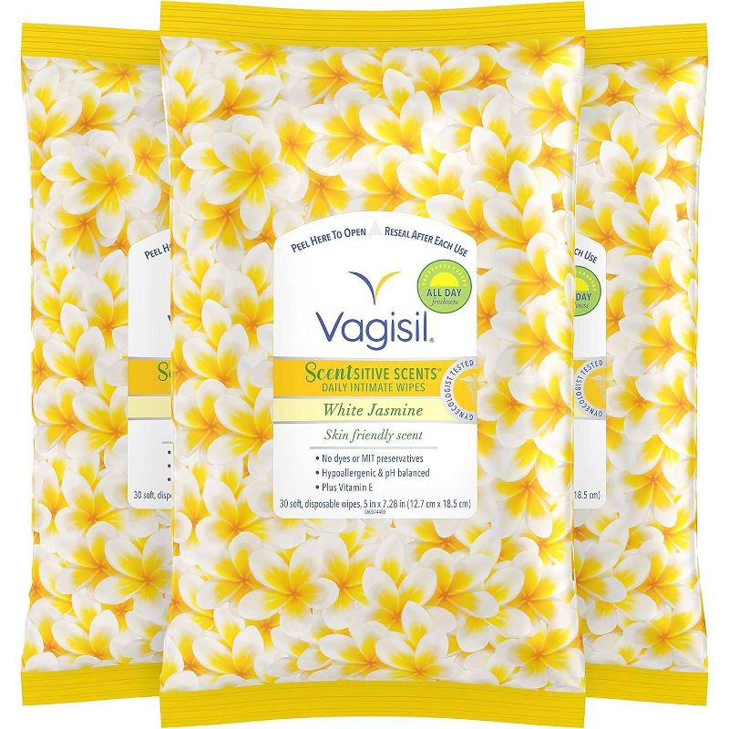 Vagisil Wipes White Jasmine - 30ct/3pk, 1 of 6