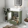 Gulches 20 inch Bathroom Vanity with Ceramic Sink Ample Storage Frosted Glass Doors Soft Close Small Bathrooms Green - 2 of 4