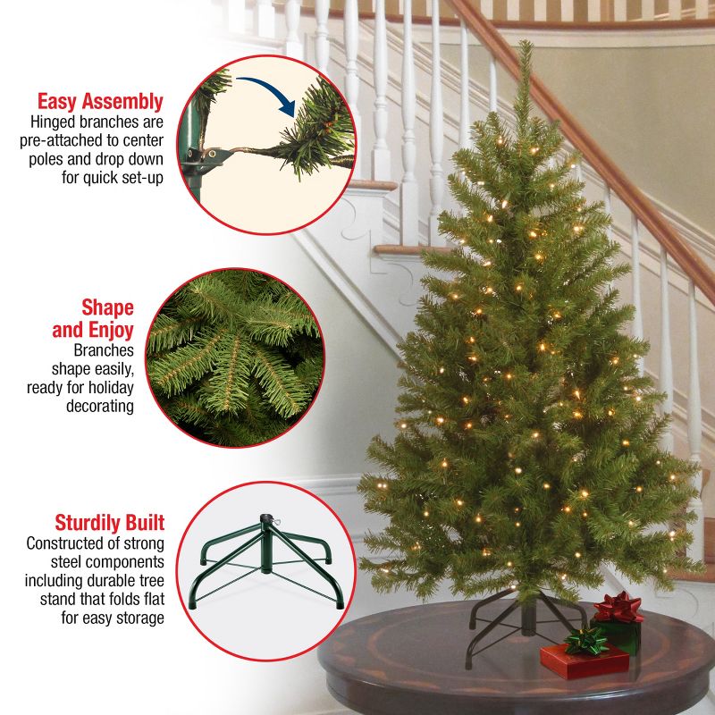 National Tree Company  4.5 ft Pre-Lit Artificial Full Christmas Tree, Green, North Valley Spruce, White Lights, Includes Stand, 6 of 8