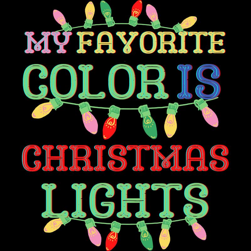 Junior's Design By Humans My Favorite Color Is Christmas Lights - Merry Christmas By SHOPP T-Shirt, 2 of 4