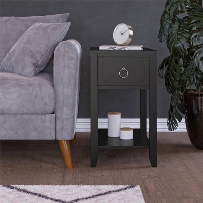 Majesty Black Narrow Side Table with Sophisticated Storage