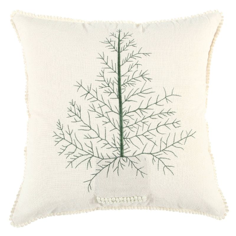 18&#34;x18&#34; Poly Filled Tree Square Throw Pillow Green - Rizzy Home, 1 of 7