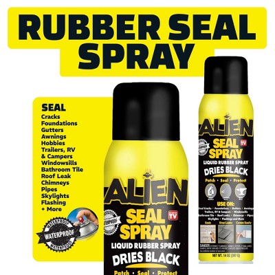 As Seen On TV Alien Seal Waterproof Sealant Spray 14oz – Premium Liquid Rubber Patch & Leak Repair Spray, Dries Black