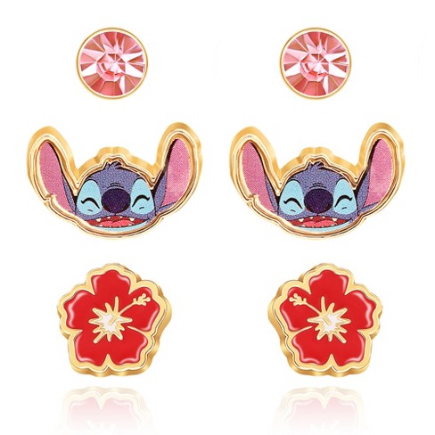 Disney Girls Lilo & Stitch Hoop Earrings With Dangle Stitch Charm