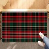 Christmas Rectangular Red Plaid Welcome Doormat - Green & Golden Tartan Floor Mat, Non-Slip Absorbent Carpet. - 3 of 4