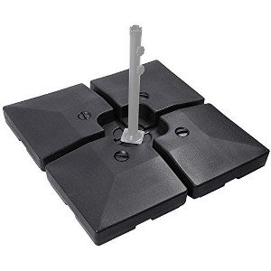 Sunnyglade 4pcs 200LB Square Patio Umbrella Base Water Filled Umbrella Stand Suitable for All Kinds Of Cross Tiles (Black) - 1 of 1
