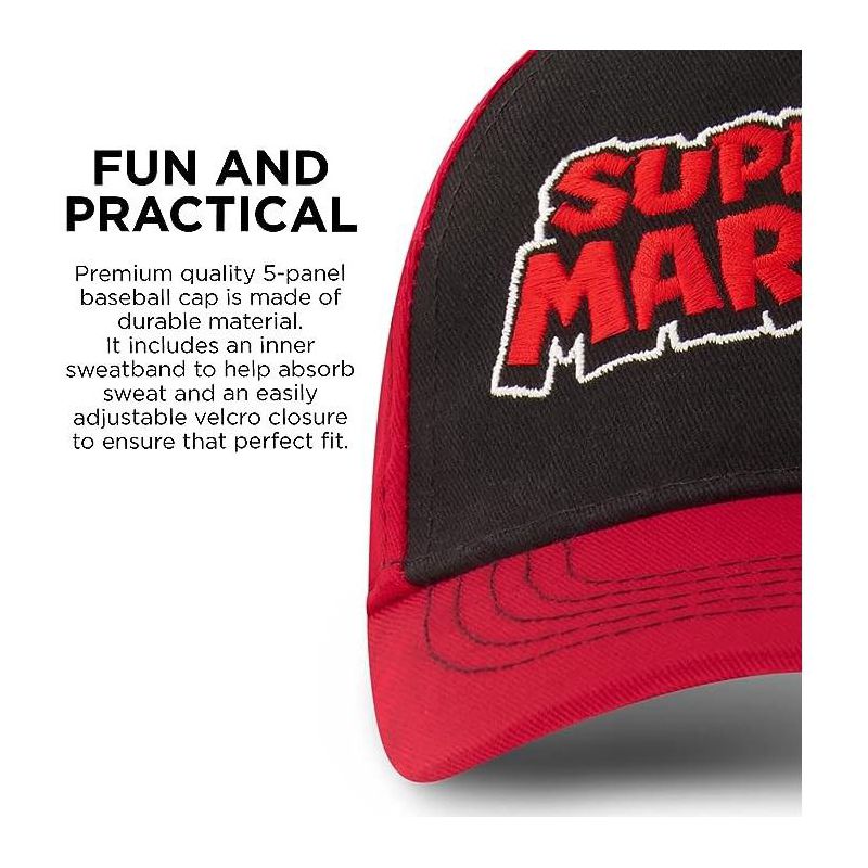 Super Mario and Bowser Baseball Cap, Little Boys Age 4-7 – Red, 3 of 7