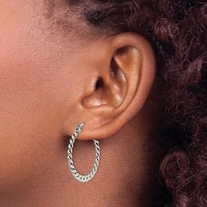 Chisel Stainless Steel Polished and Textured Braided Hoop Earrings - 1 of 4