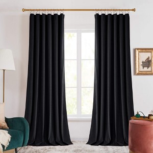 Deconovo 2 Panels Velvet Curtains with 8.5cm New Tape Heading, No Tiebacks, Luxury Soft Drapes for Living Room and Bedroom - 1 of 4
