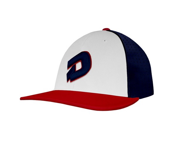 DeMarini D Logo Baseball/Softball Flex-Fit Trucker Hat - White/Red/Navy - L/XL