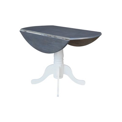 Heather Gray & White 42" Round Wood Extendable Dining Table