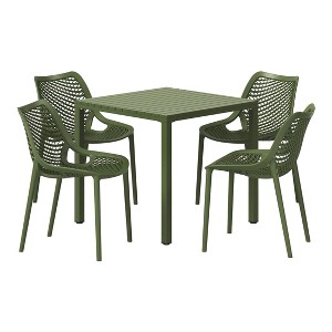 WestinTrends Playa 5-Piece Outdoor Patio Metal Frame Dining Table Set with Stackable Patio Dining Chairs - 1 of 4