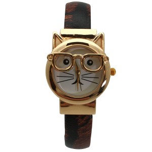 Olivia Pratt Cat with Glasses Face Bangle Women Watch - 1 of 3