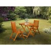 East West Furniture 3-Piece Wood Patio Dining Set Consists of a Wood Folding Table & 2 Bistro Chairs Ideal for Garden, Terrace, Bistro, & Porch - 2 of 4
