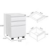 Gulches 3-Drawer Mobile Filing Cabinet with Lock White Metal Office Storage Cabinet for Legal/Letter/A4, Under Desk with Casters - 2 of 4