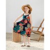 PATPAT Family Matching Mommy and Me Floral  Strap Midi Dresses and Splicing Short-sleeve T-shirts Sets - 3 of 4