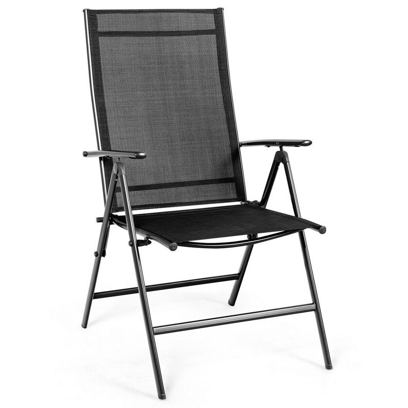 Tangkula 2PCS Folding Chair Patio Garden Outdoor w/ Steel Frame Adjustable Backrest, 5 of 11