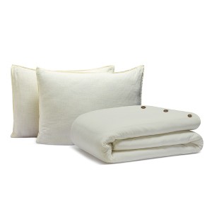 100% Cotton Linen Texture Vintage Wash Percale Duvet Cover Set by Blue Nile Mills - 1 of 4