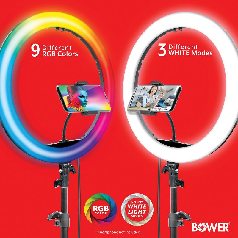Bower® RGB Selfie Ring Light Studio Kit with Wireless Remote Control and Tripod, 3 of 6