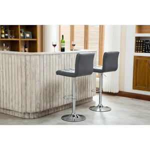 Dolonm Set of 2 35-43.5 in. H Swivel Faux Leather Adjustable Height Bar Stool with Metal Frame & Footrest - 1 of 4