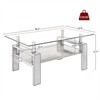 RISOKEYS Rectangle Coffee Table - Tempered Glass Top with MDF Layer, Modern Coffee Table with Storage Shelf for Living Room - 3 of 4