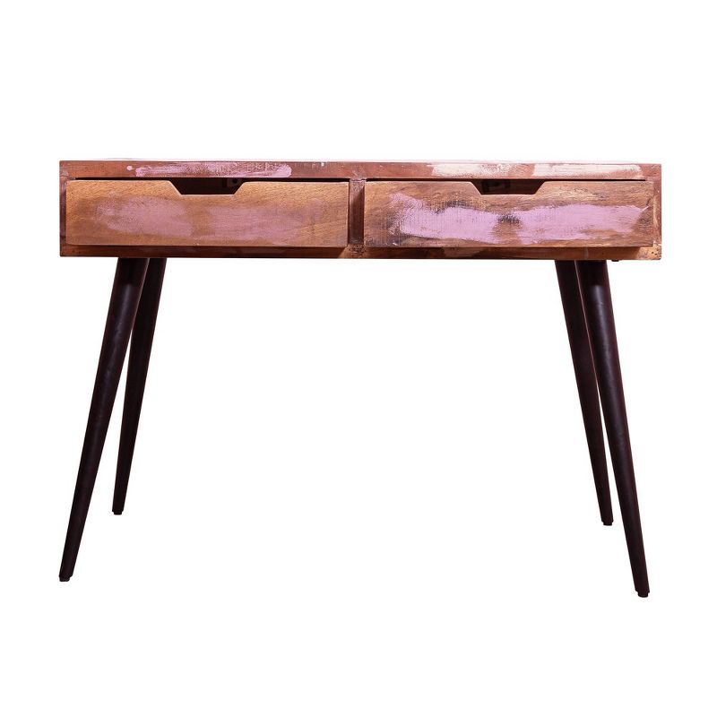43&#34; 2 Drawer Reclaimed Wood Console Table with Angled Legs and Pastel Accent Brown/Black - The Urban Port, 4 of 9