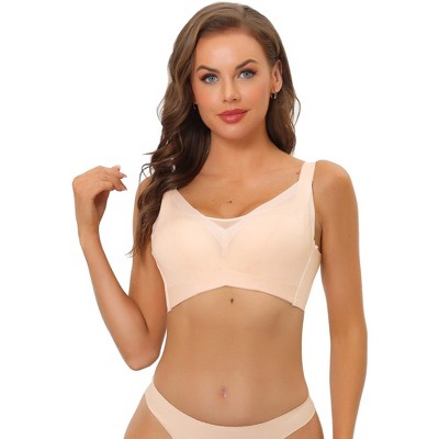 Allegra K Women's Adjustable Straps Full Coverage Mesh Underwire Minimizer Bra