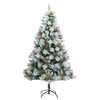 vidaXL 82.7" Artificial Hinged Christmas Tree with Cones and Berries - Economy Friendly Green and White - 2 of 4
