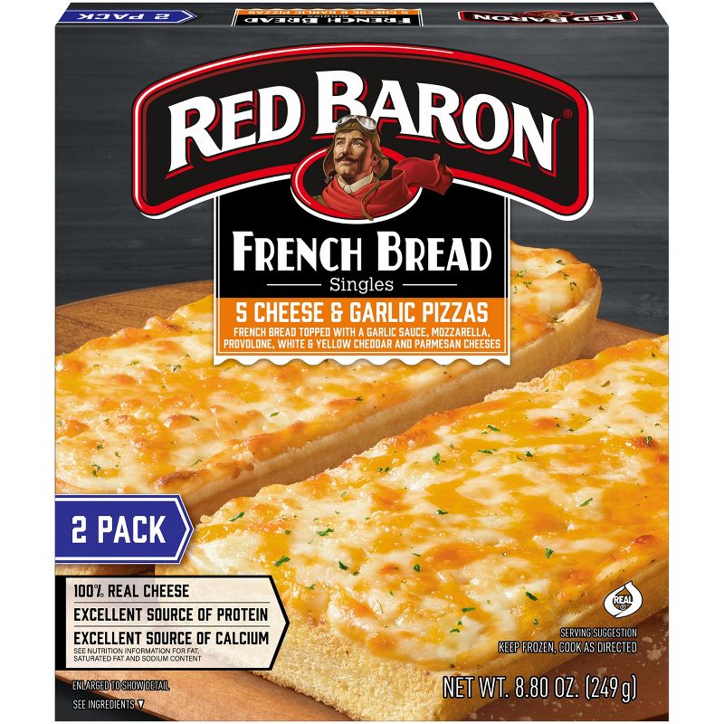 Red Baron Frozen Pizza French Bread 5 Cheese &#38; Garlic - 8.8oz/2pk, 1 of 16
