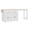 PDTEND 74.5" Kitchen Island with Extendable Dining Table, Rolling Kitchen Storage Cart with Spice Rack, 2 Drawers, 4 Door Cabinet - 4 of 4