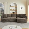 120" Modern Curved Corduroy Sectional Sofa with 2 Throw Pillows, Oversized L-Shape Sleeper Couch for Living Room or Family Lounge–The Pop Home - 2 of 4