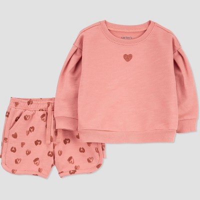 Image of Carter's Just One You® Baby Girls' 2pc Cheetah Top & Shorts Set - Brown 12M
