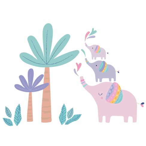 Large Rainbow Stickers Walls  Cartoon Elephant Wall Stickers