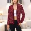 Anna-Kaci Women's Long Sleeve Open Front Sequin Jacket with Satin Trim - 3 of 4