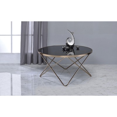 Valora Black Glass & Champagne Finish Coffee Table