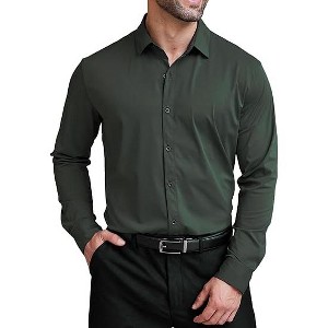 COOFANDY Mens Dress Shirts Long Sleeve 4-Way Stretch Wrinkle Free Shirts Button Down Business Formal Shirts - 1 of 4