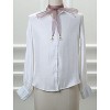 Allegra K Women's Organza Long Narrow Skinny Stripe Pattern Bag Handle Decor Waistband Scarf - 2 of 4
