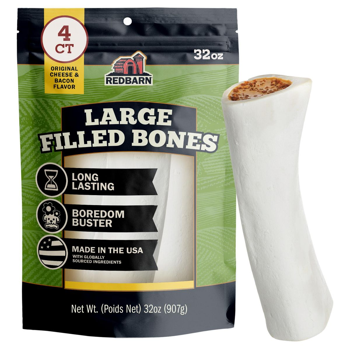 Redbarn Filled Bones For Dogs Long Lasting Made in USA