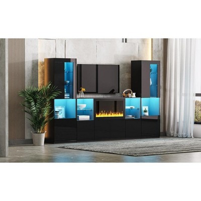 NicBex TV Stand for 75 Inch TV,TV Entertainment Center with 34.2 Inch Non-heating Electric Fireplace,TV Console Table for Living Room