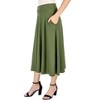 24seven Comfort Apparel Elastic Waist Pleated Pocket Midi Skirt - 2 of 4