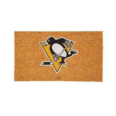 EvergreenNHLPittsburgh Penguins Logo Natural Coir 28 x 16 Inches Indoor Outdoor Doormat