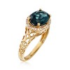 Ross-Simons 3.00 Carat London Blue Topaz and .10 ct. t.w. Diamond Ring in 14kt Yellow Gold - 3 of 4