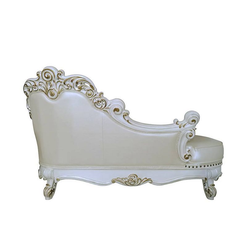 81&#34; Vendome Chaise Lounge Synthetic Leather and Antique Pearl Finish - Acme Furniture, 5 of 9