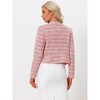 INSPIRE CHIC Women's Tweed Stand Collar Business Open Front Cropped Jacket - 3 of 4